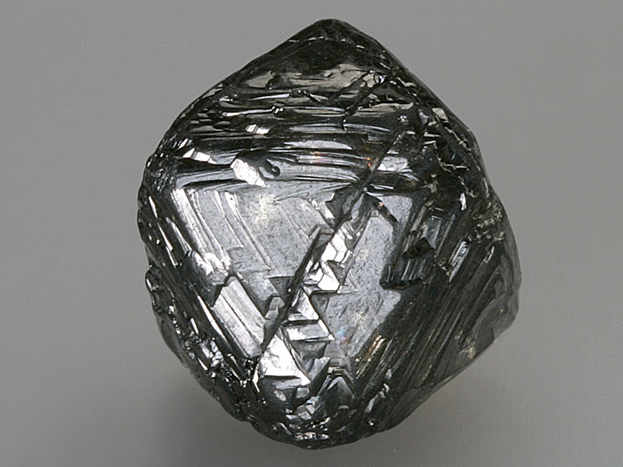 Uncut diamond rough displaying the crystal's octahedral growth structure