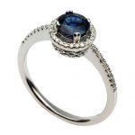 Custom White Gold Sapphire Halo Ring