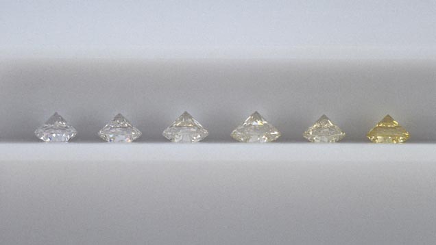 GIA Resident Masterstone Series 5A. Left to right: E, F, H-I, J-K, K-L, Z.