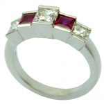 Channel Set Princess Cut Ruby and Diamond Band in 14k White Gold!